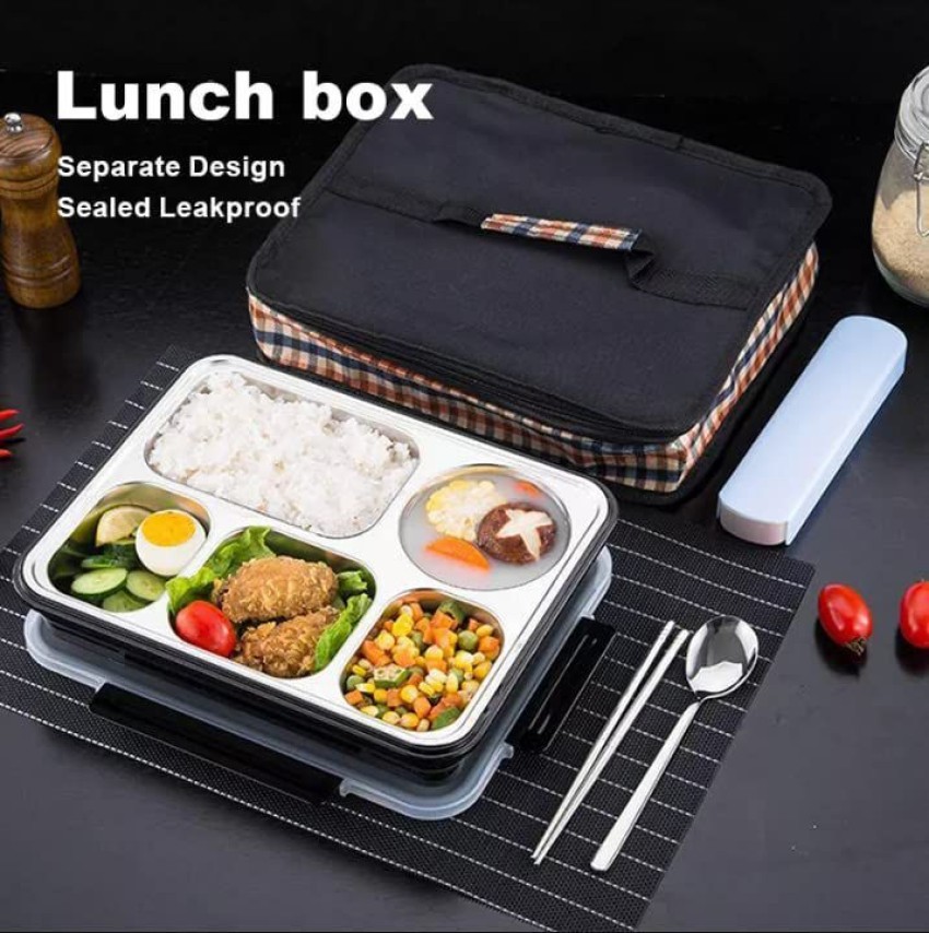 1set Double compartment bento box with condiment jar, microwave