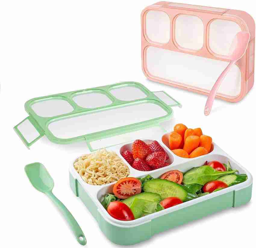 Plastic 4 Compartment Freezer Safe Lunch Box Set, 1500 mL