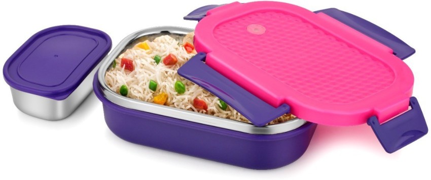 Air Tight Plastic 2 Compartment Insulated Lunch Box for unisex