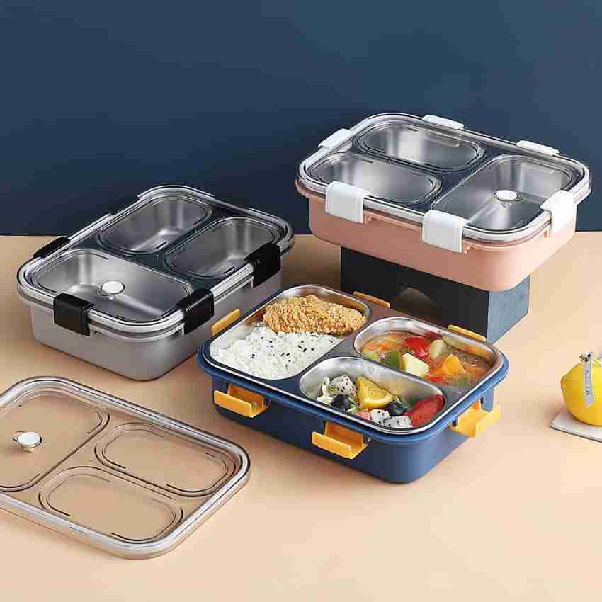 Flipkart NRNAVDIYA Lunch Box Stainles Steel Tiffin Box for Boys Girls School Office Men.Pack of 1 3 Containers Lunch Box