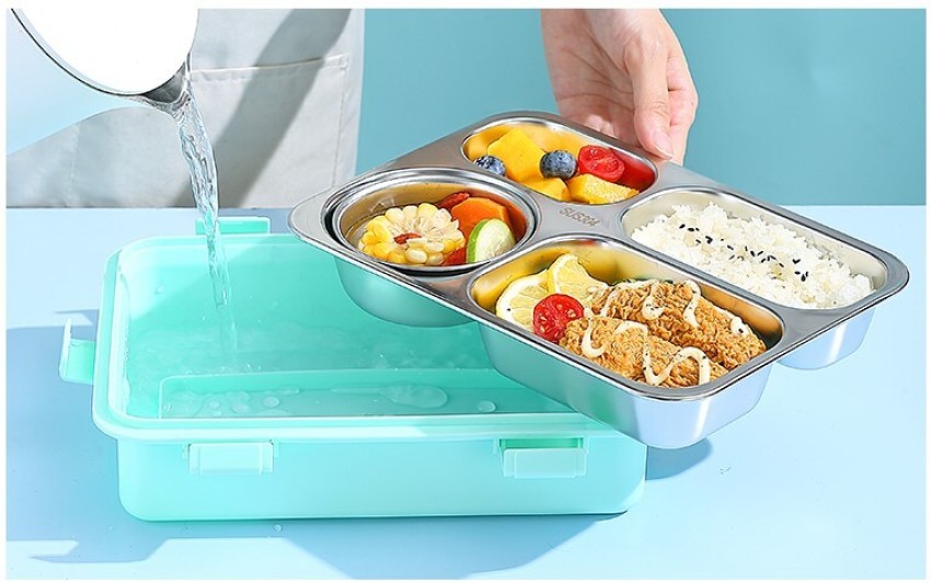 4-grid Lunch Box With Soup Bowl Large Capacity Stainless Steel Lunch  Container