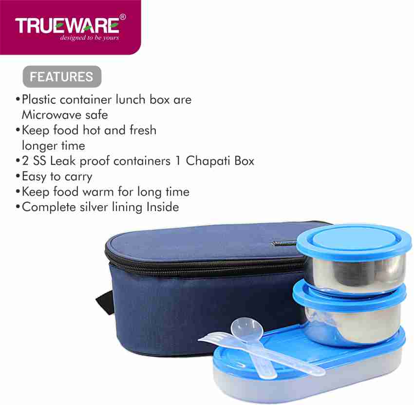 Buy Executive Blue Stainless steel Microwave Safe Lunch Box at 45% OFF by  Trueware