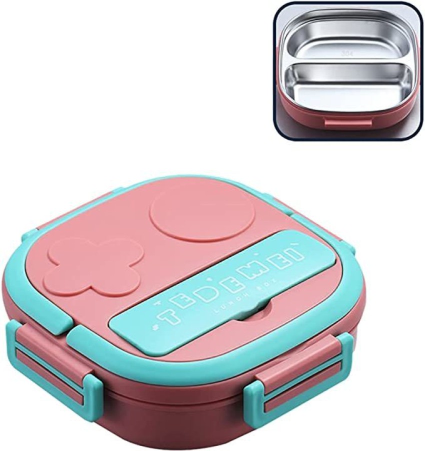Buy Nipan Buy 1 Get 1 Free Kids Lunch Box, Airtight Tiffin Snack Box with 1  Container & 1 Spoon for Girls Boys School, Classes, Sport, College (Pink,  Aqua - Pack of