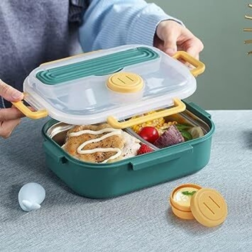 Glass food storage box 980 ml, with 2 separate compartments