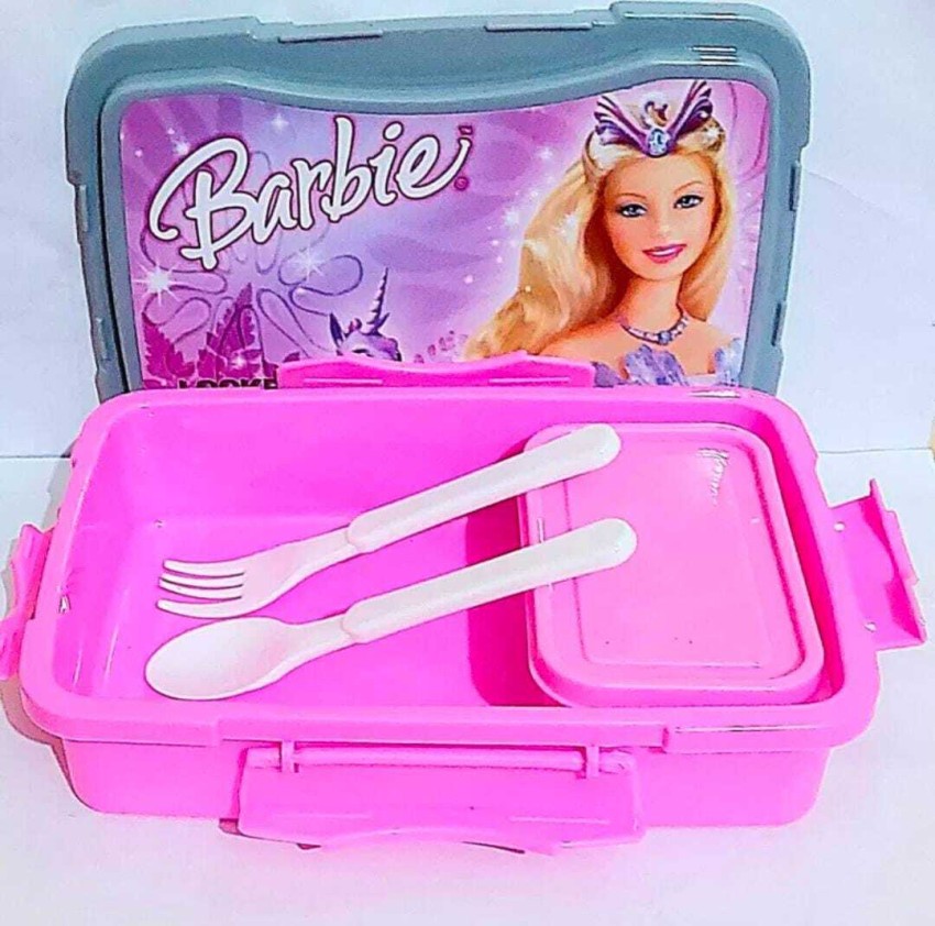 Flipkart zendro Fancy Heavy Plastic Material Leak Proof Kids Barbie Lunch Box For School 2 Containers Lunch Box