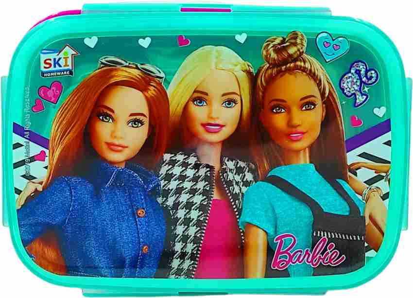  poksi Barbie Steel Lunch Box With 1 Steel Spoon and 1 Steel  Dabbi(550ml)