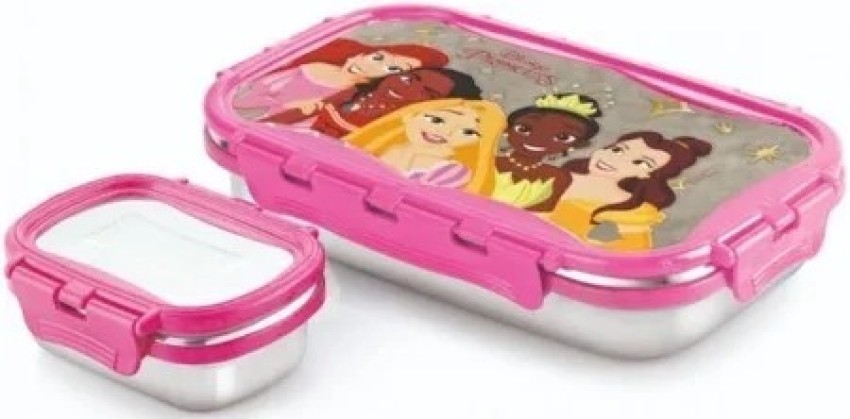 1pc Cartoon Lunch Box, Pp Material, For Kids With Grid Design