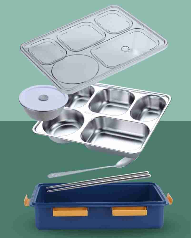 VDNSI Leak Proof 2 Compartment Stainless Steel Lunch Boxes  Tiffin Box for Adult Kids 2 Containers Lunch Box 