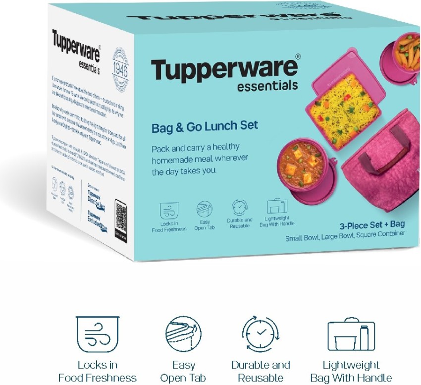 Buy Tupperware Bag and Go Pink Plastic Lunch Pack (Set of 3) with Bag  Online at Best Prices in India - JioMart.