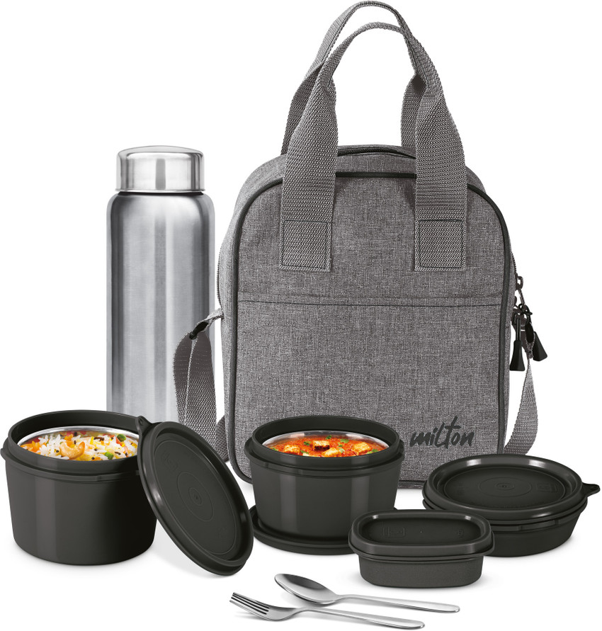 Flipkart MILTON Savor Lunch Tiffin Set of 5 180 ml 320 ml 450 ml 100ml 750ml With Jacket 3 Containers Lunch Box