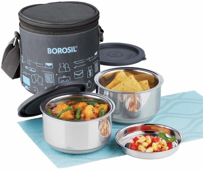 Borosil Stainless Steel Insulated Lunch Box, For Office And College