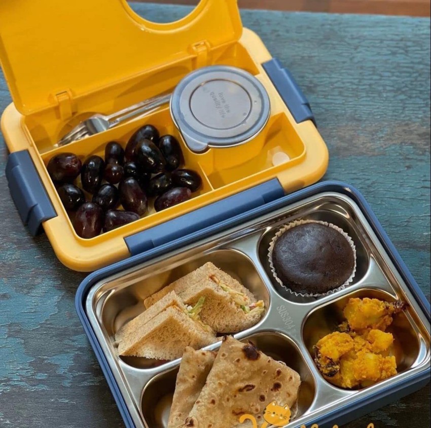 School Food Box Stainless Steel 4 Compartments