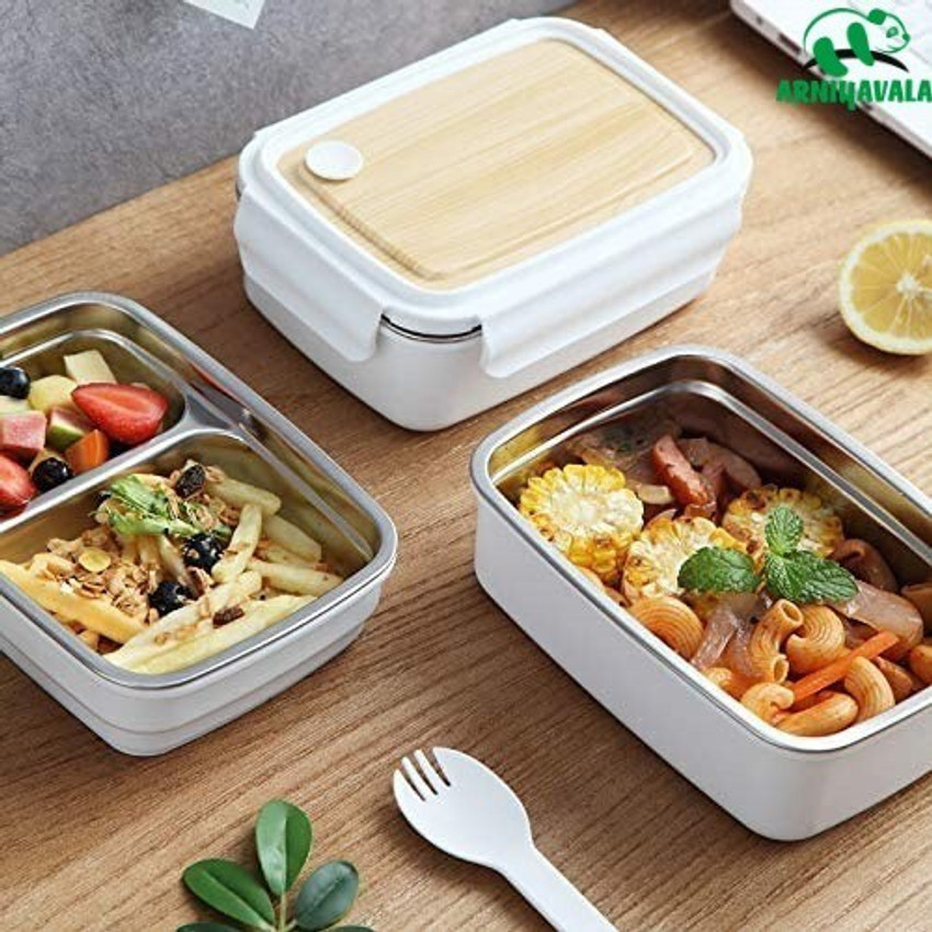 ARNIYAVALA Lunch Box for Kids 3 Compartment 2 Layer Insulated Lunch Box Stainless Steel 1 Containers Lunch Box