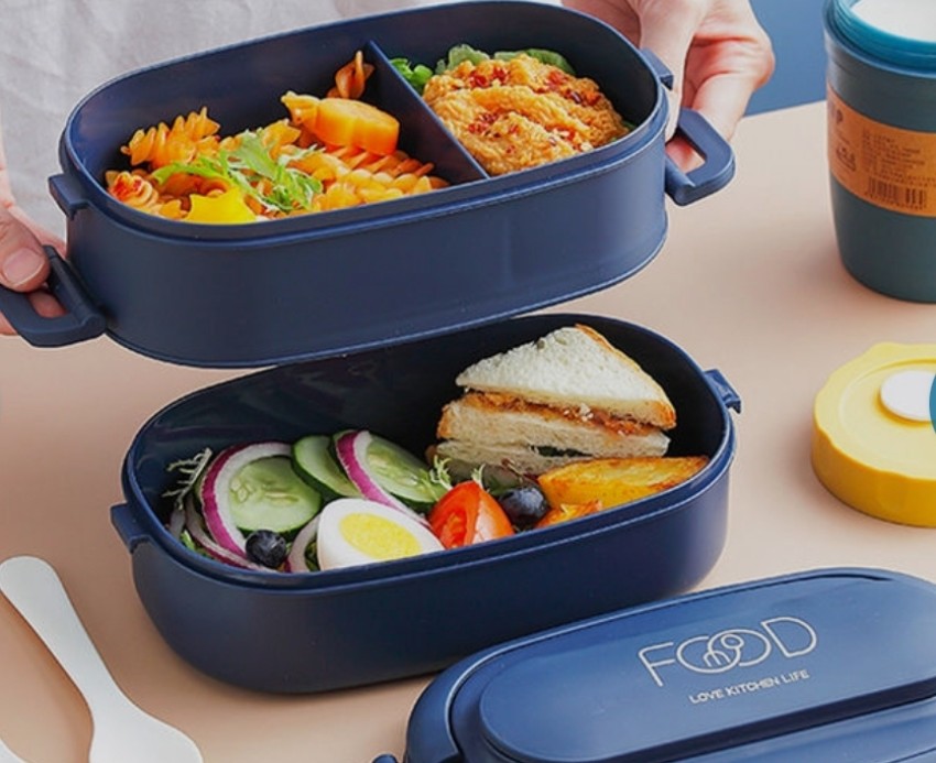 Adult Lunch Box 1200ML Double Layer Lunch Box with Spoon & Fork High C