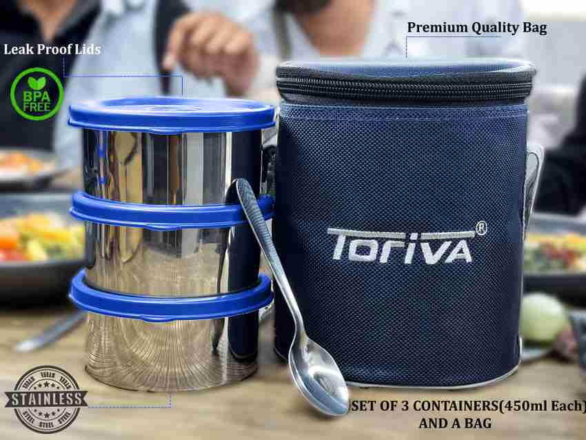 Steel tiffin box for office with bag outlet