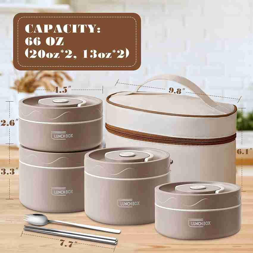 Stackable Bento Lunch Box, YFBXG 3 Layers Stainless Steel Leakproof Food  Storage Container Thermal Insulated Bento Lunch Container with Lunch Bag