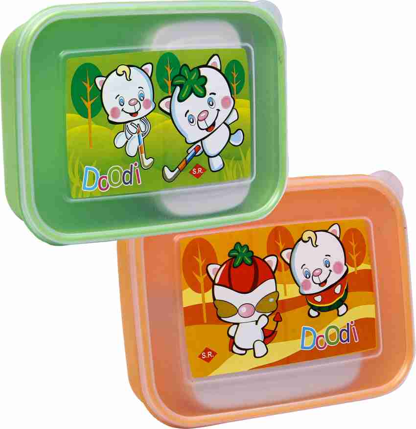 Hardin Snack Box for Kids School Customized Plastic Lunch Box  for Girls & Boy 2 Containers Lunch Box 