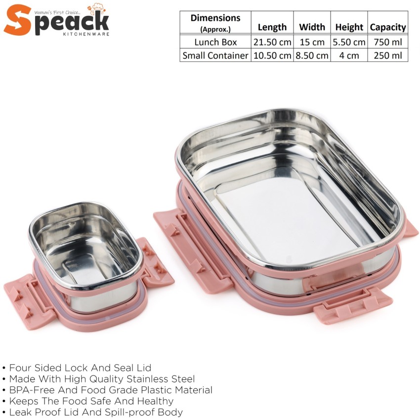 STARKENDY Steel Lunch Box Tiffin Box with Bag for Office  College School Use( Multi Color ) 4 Containers Lunch Box 