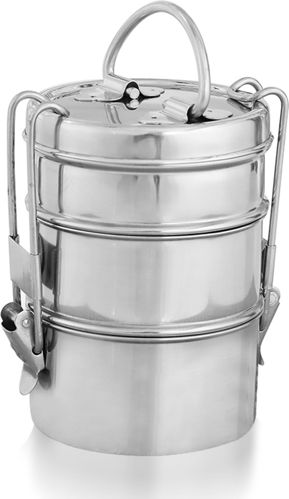 STAINLESS STEEL LUNCH BOX, 2 TIER Leak Proof, 3 COMPARTMENTS, 60