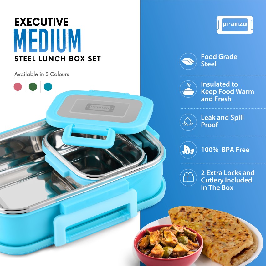 pranzo Executive All Steel Lunch Box 2 Containers Lunch Box  (800 ml, Thermoware)