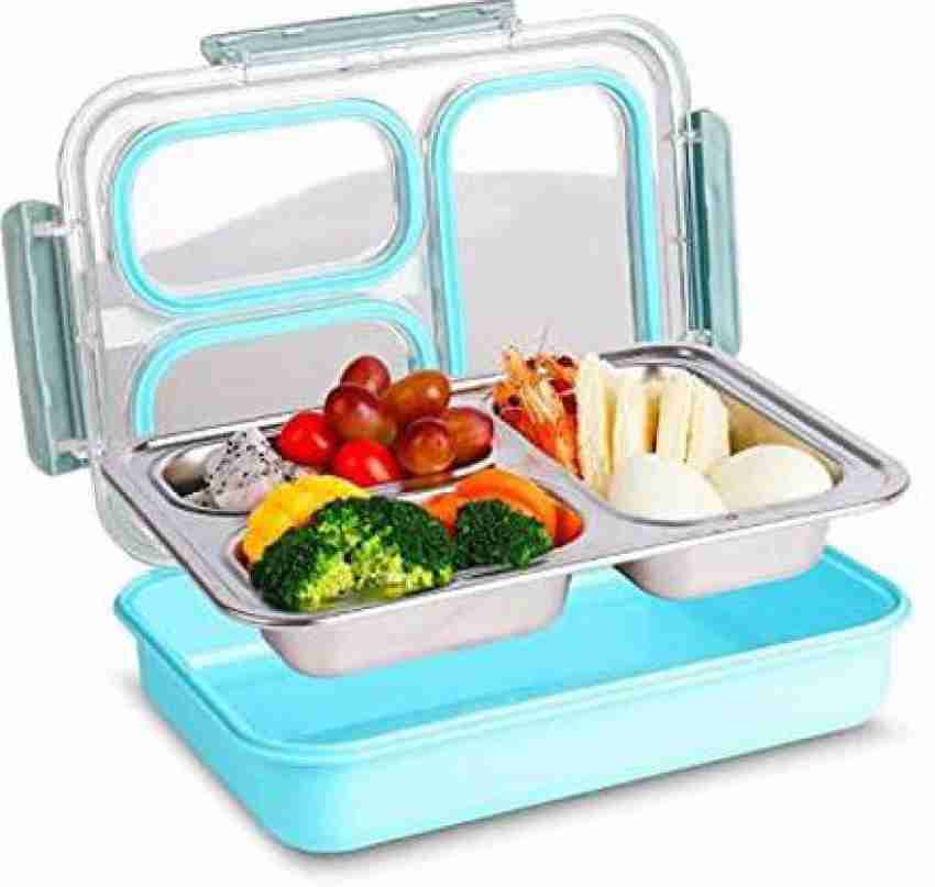 PORORO Stainless Steel Food Snack Plate Tray Lunch Box for Kids Children PK