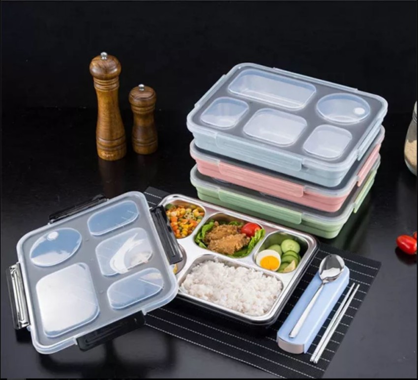 N2K2 Enterprise Leak Proof 4 Compartment Stainless Steel Lunch  Boxes Tiffin Box for Adult Kids 4 Containers Lunch Box 