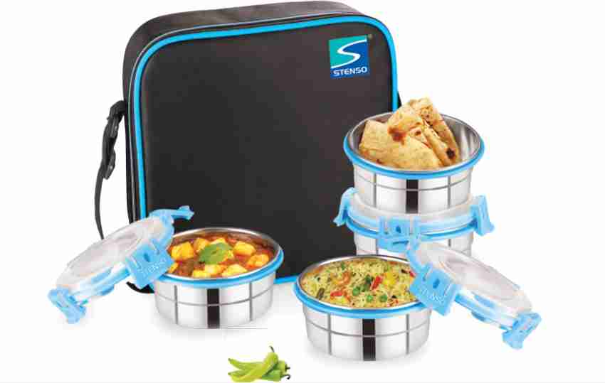 STARKENDY Steel Lunch Box Tiffin Box with Bag for Office  College School Use( Multi Color ) 4 Containers Lunch Box 