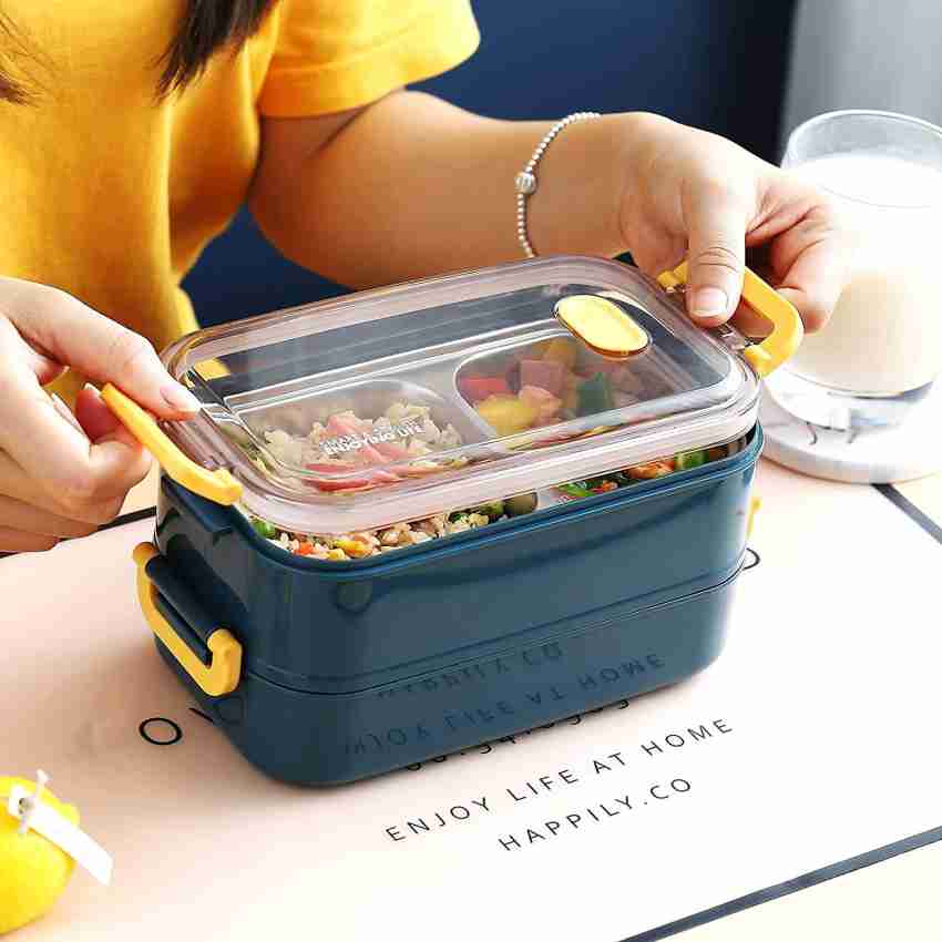 1400ml Bento Box 2 Layer Lunch Box Containers Leak-proof Stackable