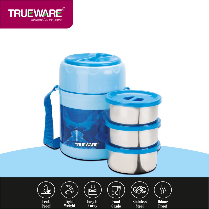 Buy Trueware Office Plus 2+1 Sky Stainless Steel Lunch Box Blue Container  Set Online At Best Price On Moglix