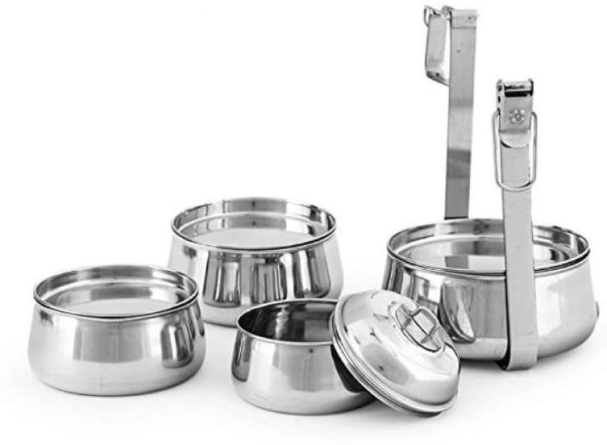 Stainless Steel Tiffin Lunch Box 4 Tier, 20 Oz. Bowl — Nishi Enterprise Inc