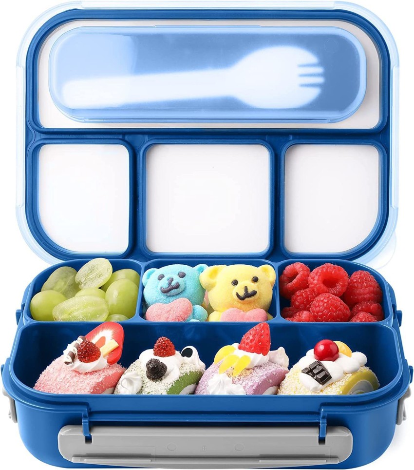 Plastic 4 Compartment Freezer Safe Lunch Box Set, 1500 mL