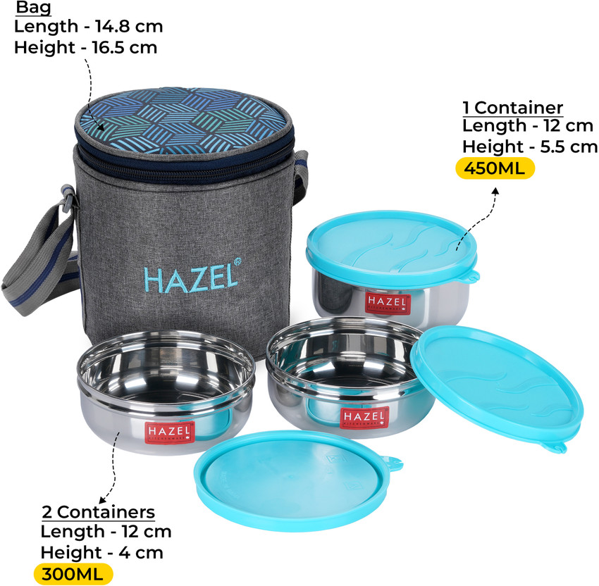 Steel lunch box for office with bag outlet