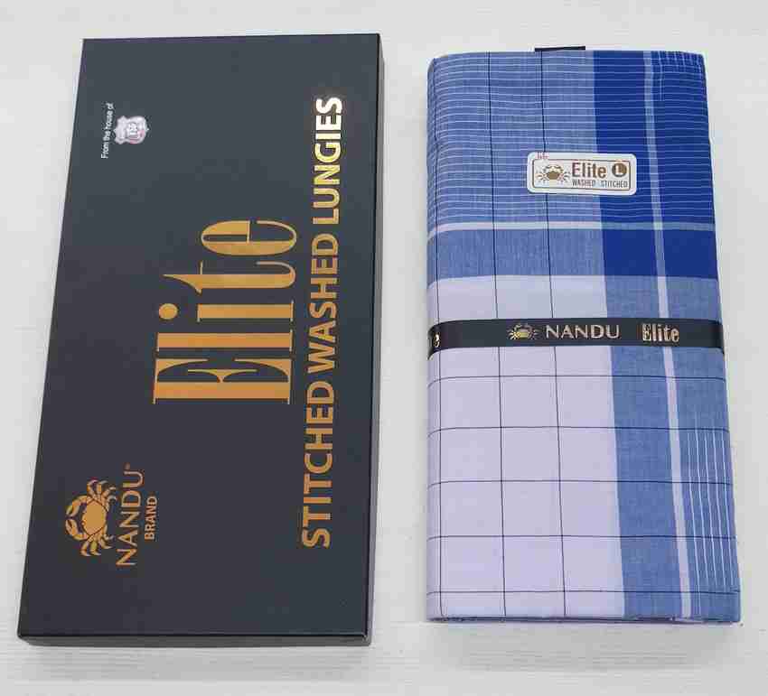 nandu Checkered Blue Lungi Price in India Buy nandu Checkered