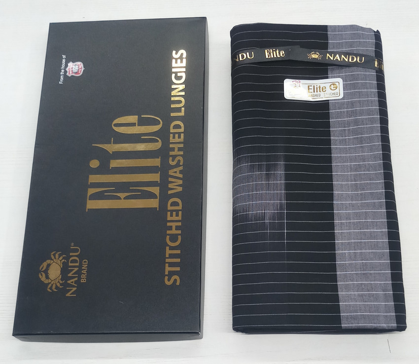 nandu Striped Black Lungi Price in India Buy nandu Striped Black