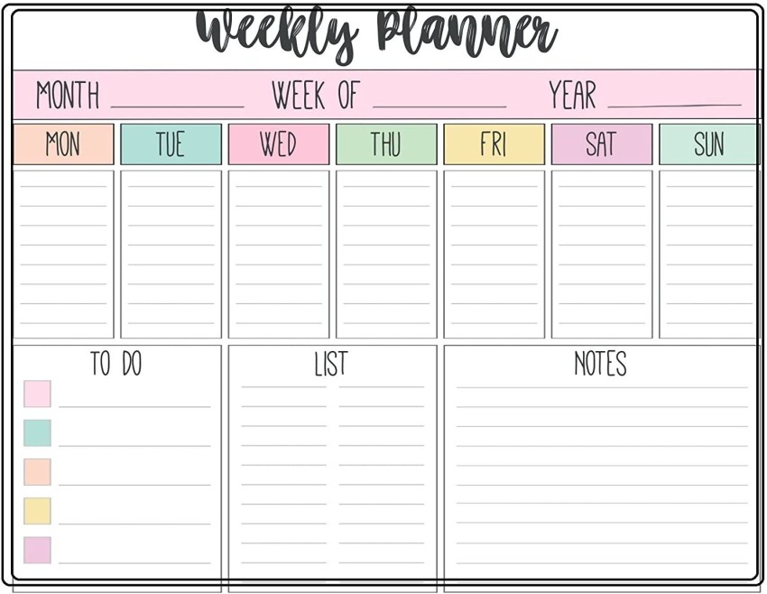GIFTKART Magnetic Weekly Planner Size A-4 Fridge Magnet Pack of 1