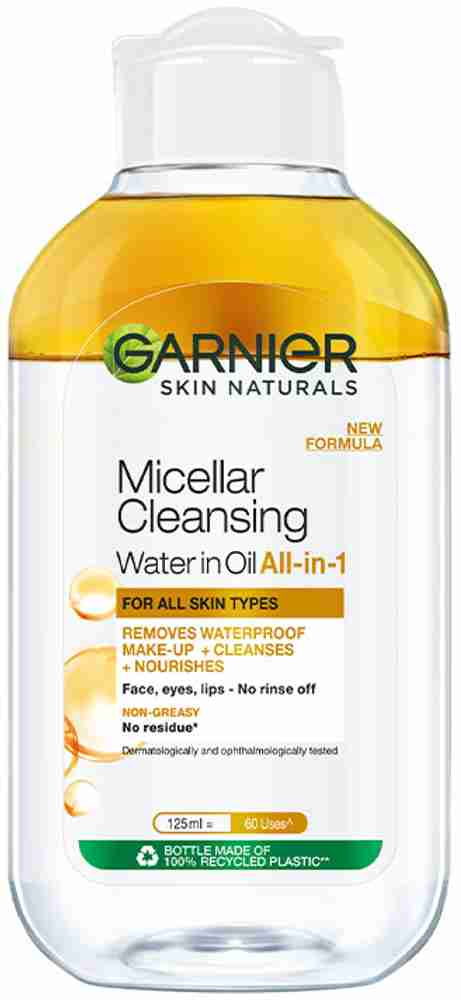 GARNIER Oil infused Cleansing Water Waterproof Makeup Remover For All Skin Types Makeup Remover Price in India Buy GARNIER Oil infused Cleansing Water Waterproof Makeup Remover For All Skin