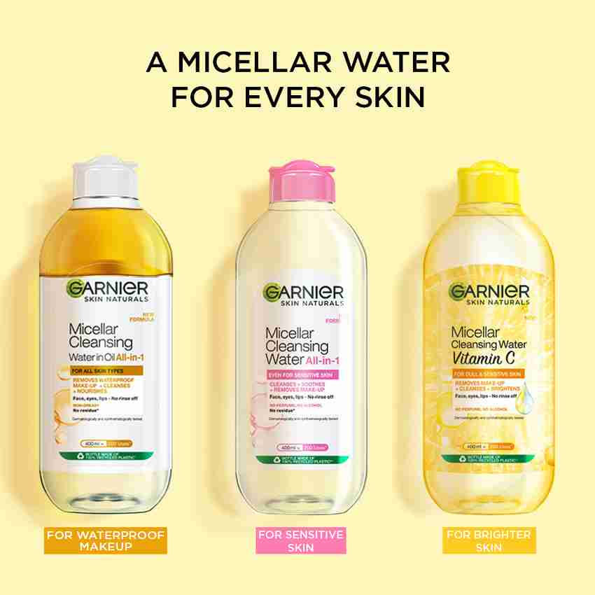 GARNIER Oil infused Cleansing Water Waterproof Makeup Remover For All Skin Types Makeup Remover Price in India Buy GARNIER Oil infused Cleansing Water Waterproof Makeup Remover For All Skin