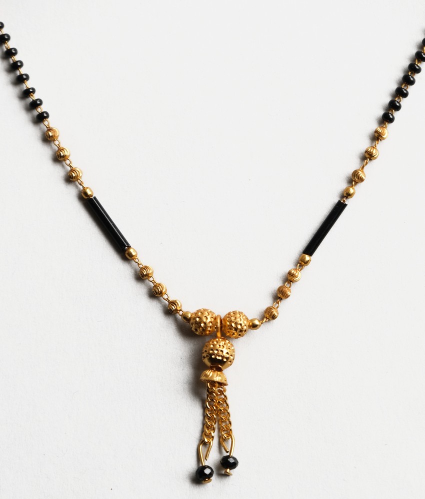 One gram gold on sale black beads chain