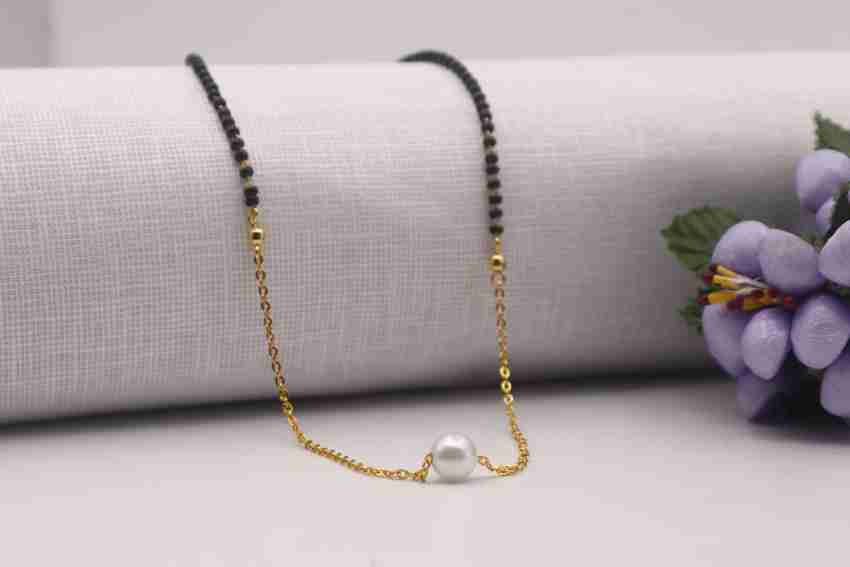 ELIVOR FASHION WHITE MOTI CHAIN MANGALSUTRA 077 Alloy Mangalsutra