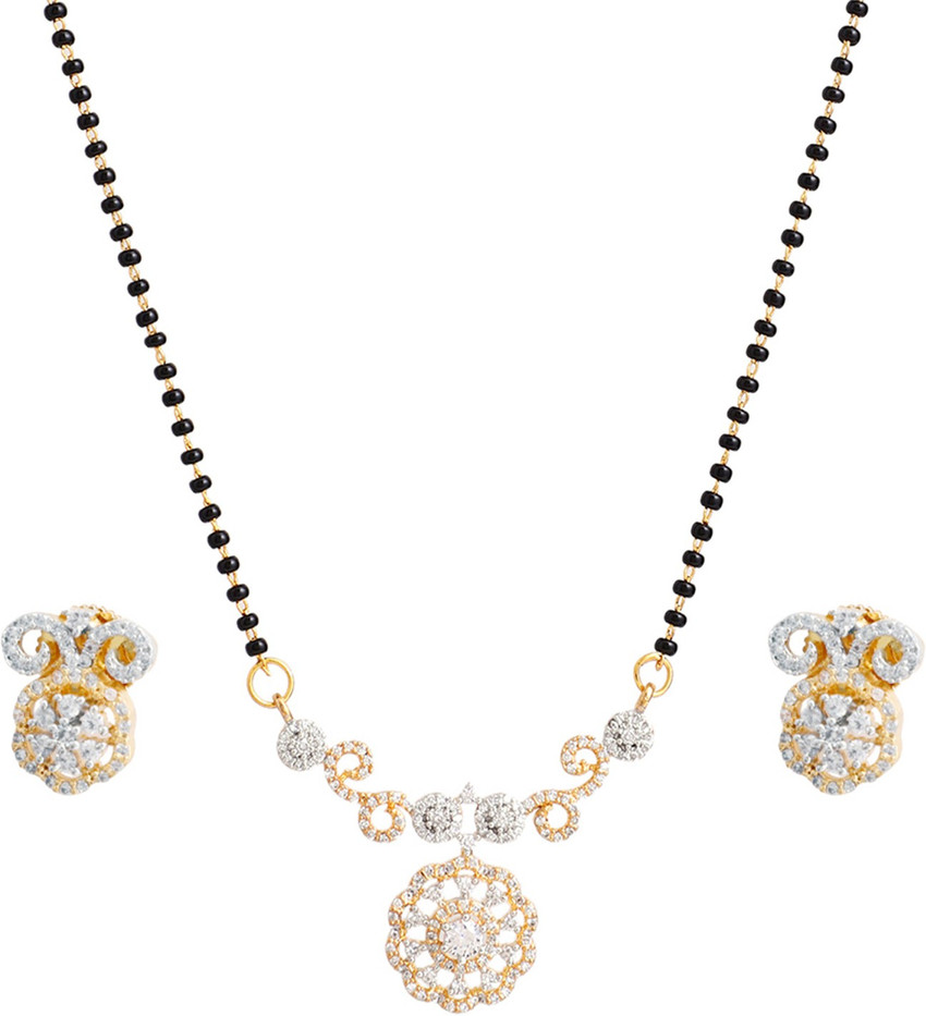 Dahiwal jewellers American Diamond Mangalsutra With Tops Alloy