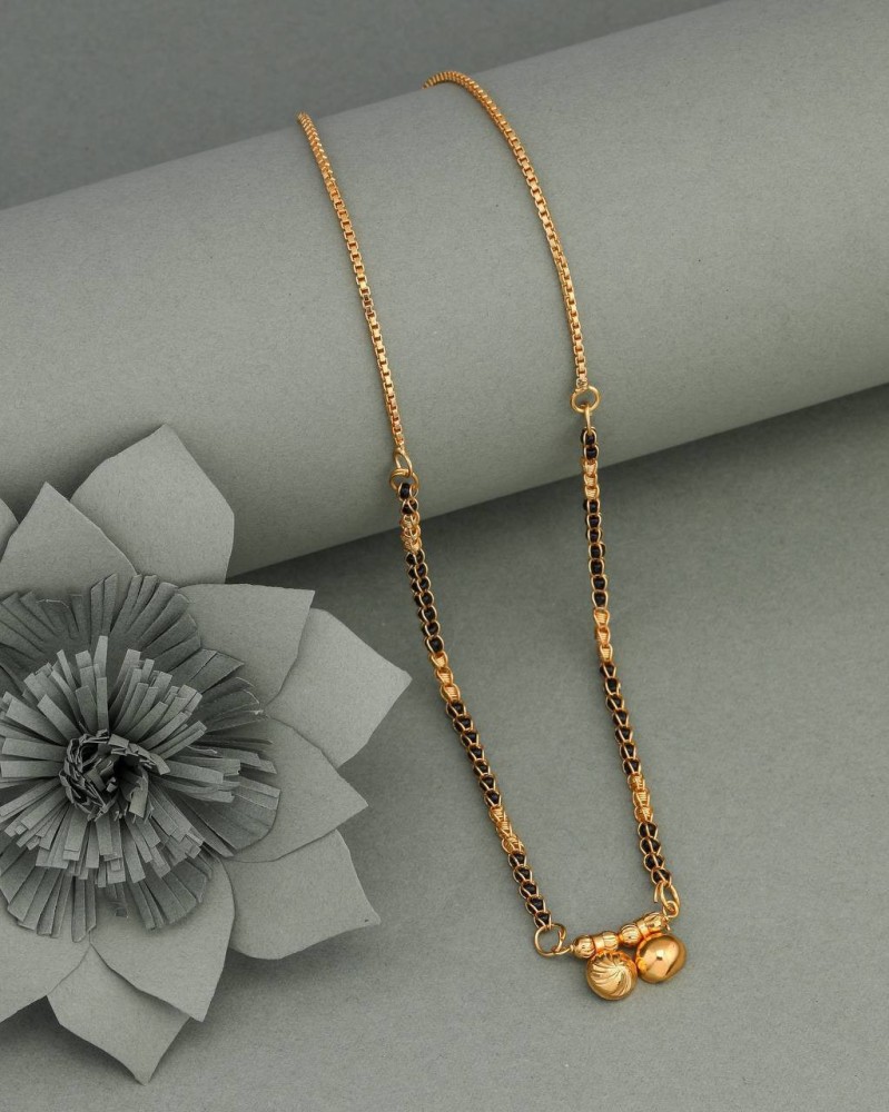 Long Chain Necklace Designs Gold Plated Floral Designs Chain with Vati Pendant Necklace (37 Inches)