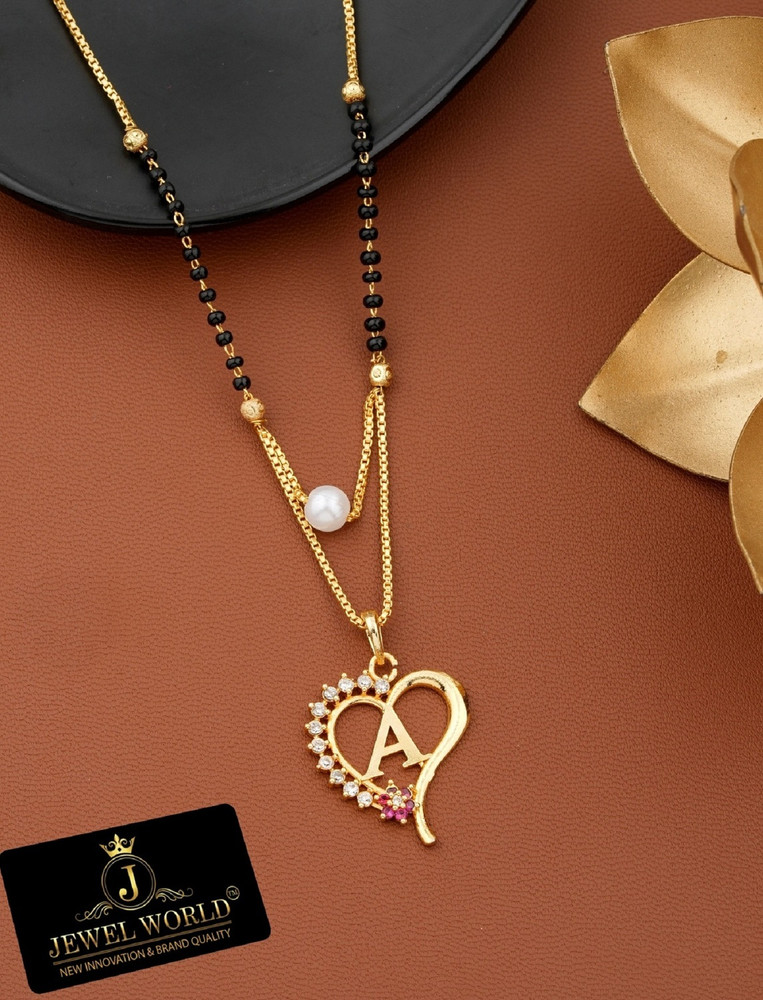 Jewel WORLD A letter name Gold plated 18 Inch short Pendant mangalsutra design for women Brass Alloy Mangalsutra Price in India Buy Jewel WORLD A letter name Gold plated 18 Inch short Pendant
