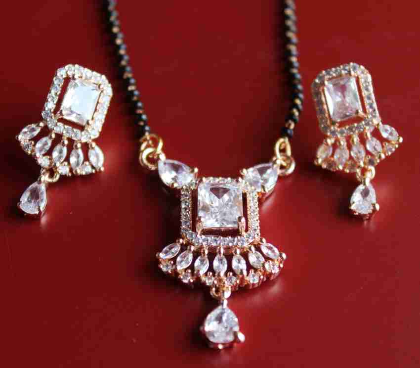 Bello Naari Rose Gold Plated American Diamond Mangalsutra Set for