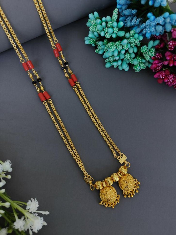 Pushp Creation 1 GRAM GOLD PLATED VATI MANGALSUTRA WITH 30