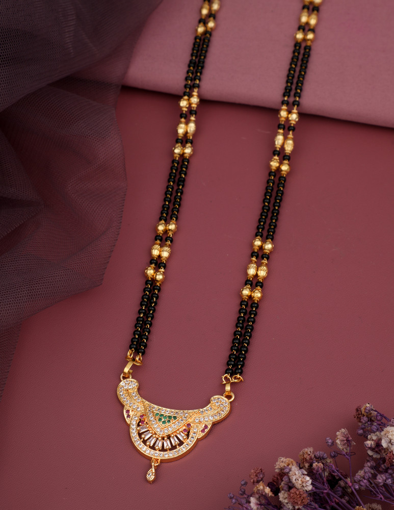 Long gold mangalsutra with price discount