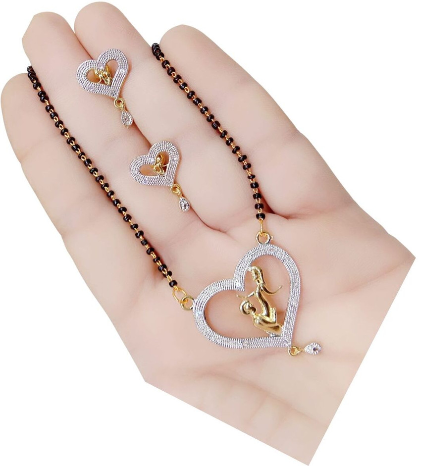 MSclassy White Gold Fashions AD Heart Couple Mangal sutra and Earrings Set for women Metal Mangalsutra Price in India Buy MSclassy White Gold Fashions AD Heart Couple Mangal sutra and Earrings