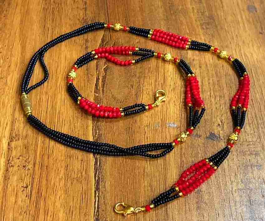 MALAWALA Gold Plated Red And Black Golden Beads Mangalsutra And Ladi For Woman 26 Inches Crystal Mangalsutra Price in India Buy MALAWALA Gold Plated Red And Black Golden Beads Mangalsutra And