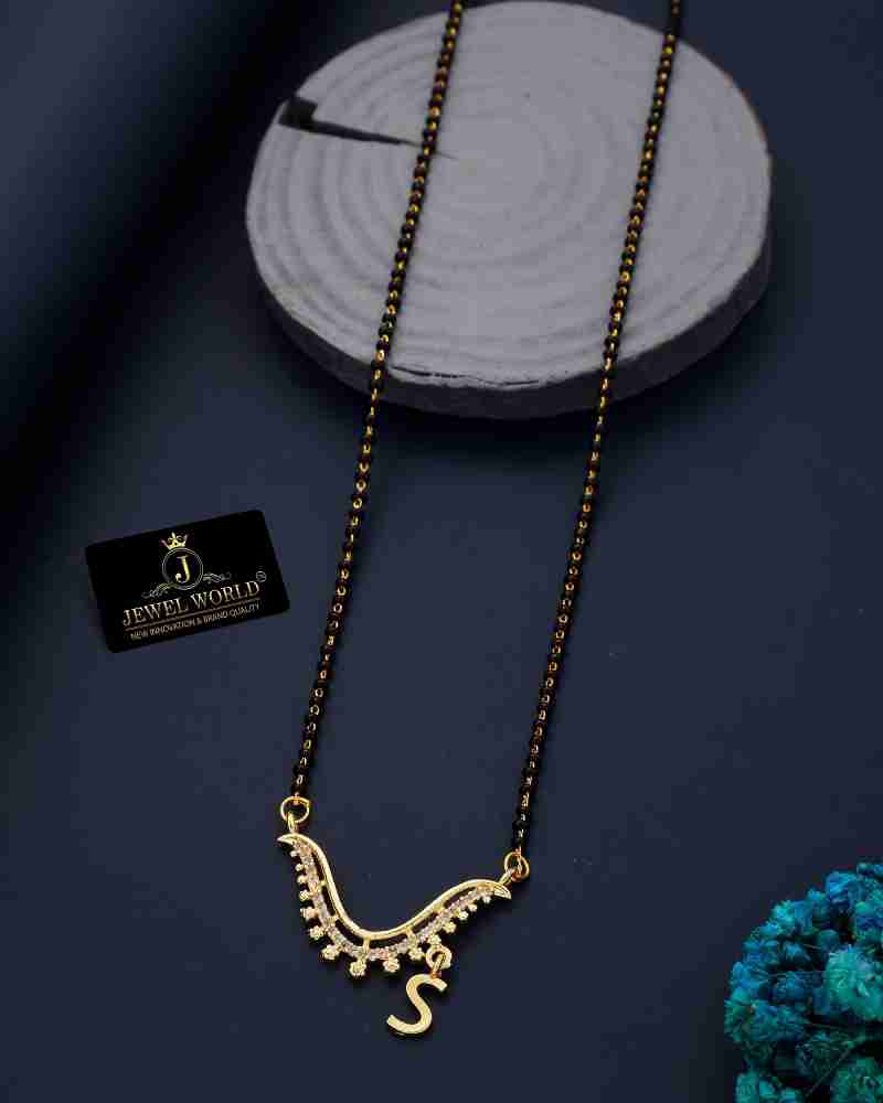 Jewel WORLD S letter name Gold plated 18 Inch short Pendant