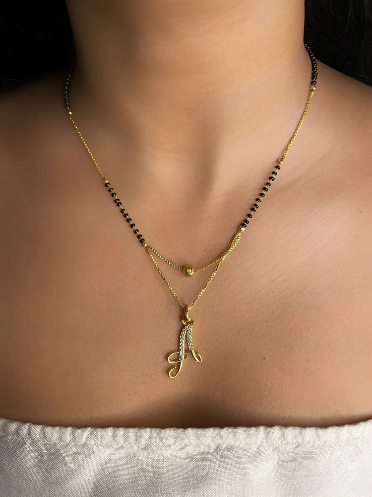 Mak Beautic A Alphabet Mangalsutra for women Alloy Mangalsutra