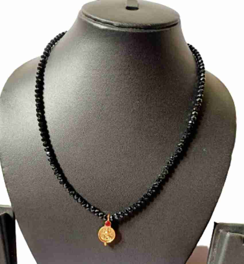 Haryali Gold plated mahalaximi pendent black 4mm crystal